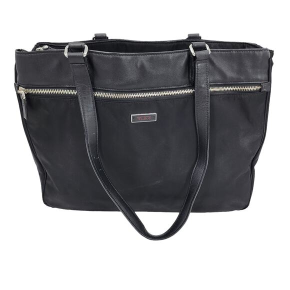 TUMI Black Nylon Leather Trimmed Travel Shoulder Professional Briefcase - Picture 1 of 9
